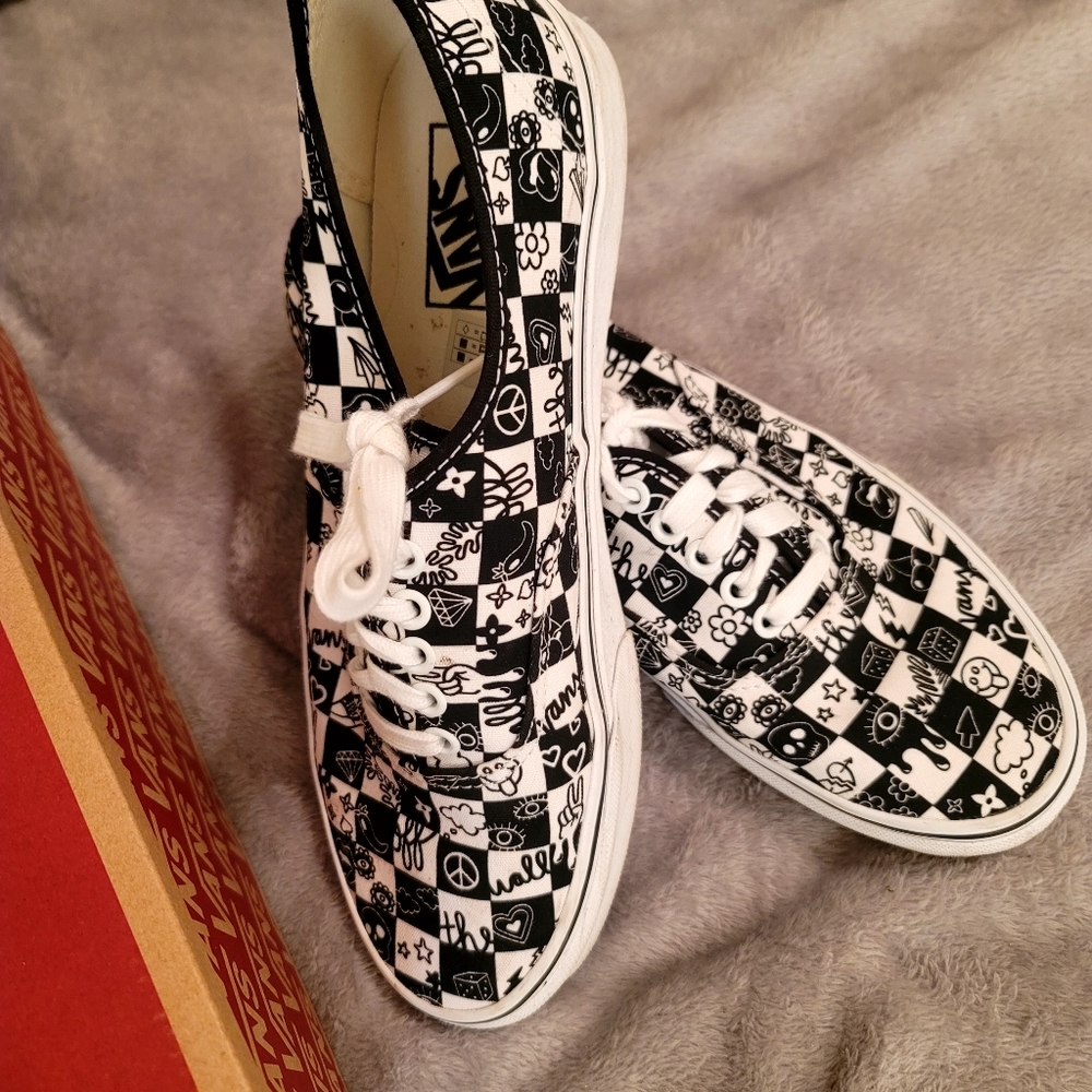 Vans Scribble Checkerboard Authentics Black and White